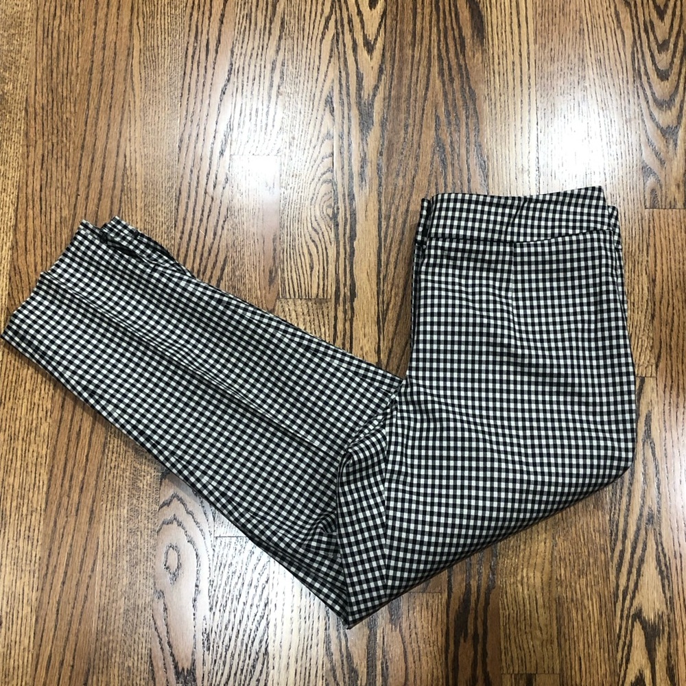 2/$30 Victor Alfaro Black White Check Plaid Ankle Pants Trousers Sz 10P - Picture 3 of 12